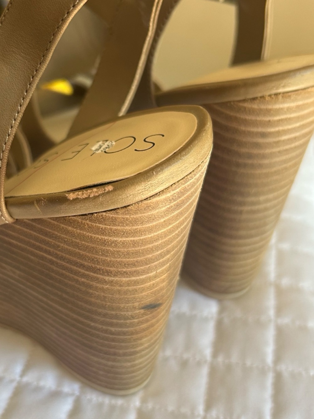 Sole Society Tan Strappy Slingback Heels Wedge - Picture 2 of 4